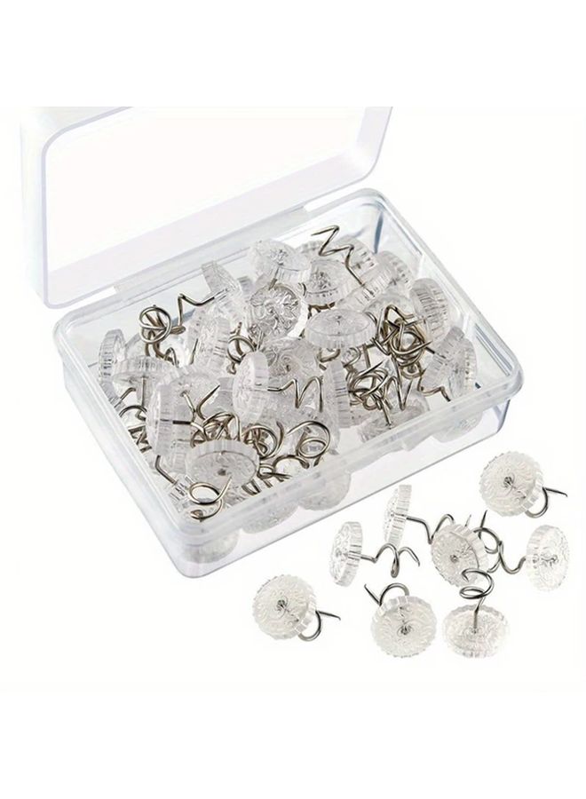 100 Pack Stainless Steel Transparent Spiral Comforter Clips Polypropylene Spot Clean Bed Skirt And Sofa Cover Fixing Pins - Image 1