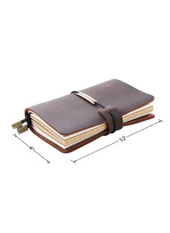 DUNISO Genuine Leather Notebook, Vintage Travel Notebook Journal, Journal Diary Planner, Note Book Writing Journal For Men Women, 4x5.2 In, 96 Sheets/192 Pages (Coffee Color)  - Image 3