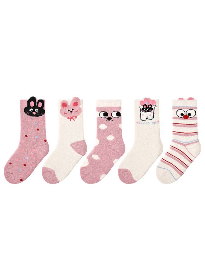 Qibo Socks, Tutu Playground Terry Socks (5 Pairs), M Size - (recommended Foot Length 16-18cm, Ages 3-5)