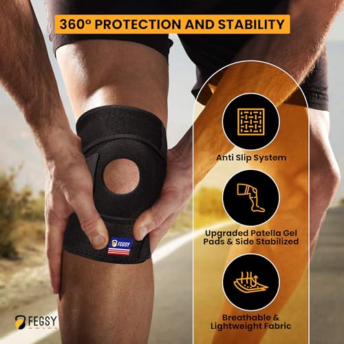 FEGSY 2pcs Adjustable Knee Cap Support Brace for Knee Pain, Gym Workout, Running, Arthritis, and Protection for Men and Women (Pair) - Image 2