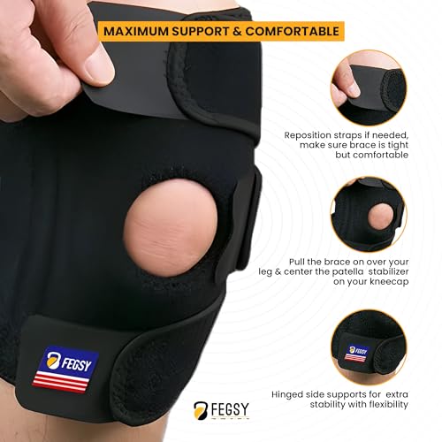 FEGSY 2pcs Adjustable Knee Cap Support Brace for Knee Pain, Gym Workout, Running, Arthritis, and Protection for Men and Women (Pair) - Image 3
