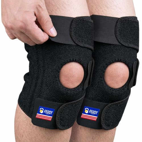 FEGSY 2pcs Adjustable Knee Cap Support Brace for Knee Pain, Gym Workout, Running, Arthritis, and Protection for Men and Women (Pair) - Image 1