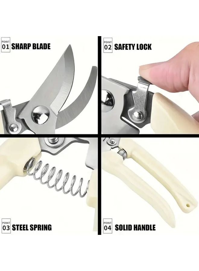 Stainless Steel Garden Pruning Shears Ergonomic Handle For Branches Flowers Grafting And Fruit Picking - Image 4