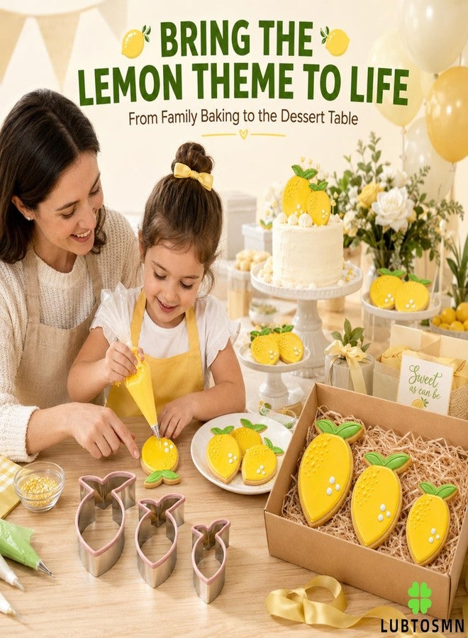 Auktosmn 3 Piece Multi-Size Lemon Cookie Cutters Set, Silicone Rim Set - Image 3