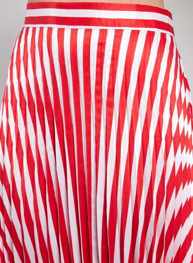 ساسافراس Striped Pleated A-Line Satin Skirt by Styli