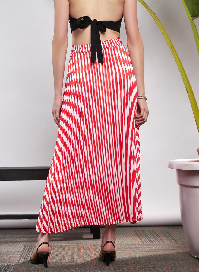 ساسافراس جيبة ستان مخططة بليسيه من ستايلي - Image 5