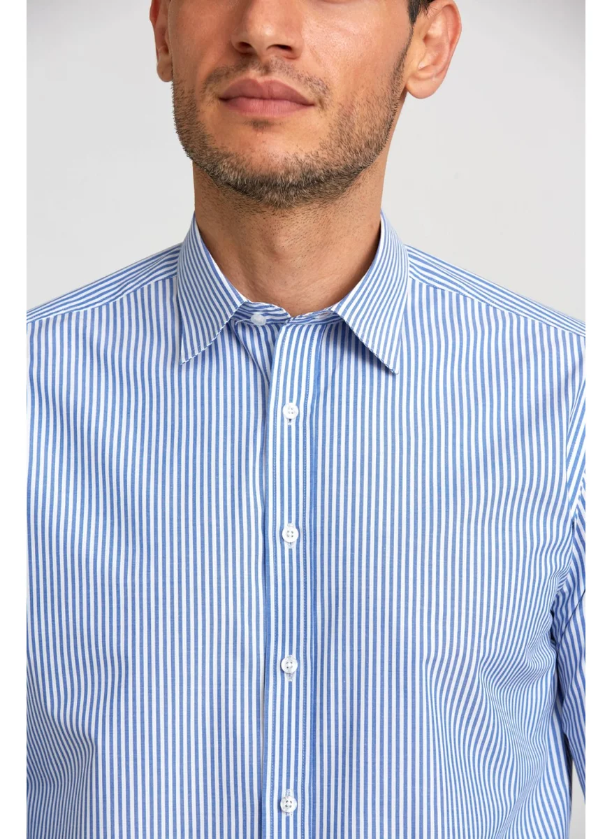 Bisse Pasha Collar Buttoned Regular Fit Uk Shirt Blue GMCZG3PS22400003_D35