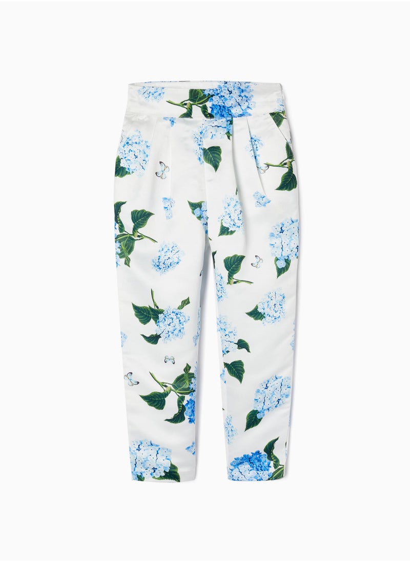 Zippy - Zippy Satin Trousers With Blue Hydrangeas For Girls - Image 1