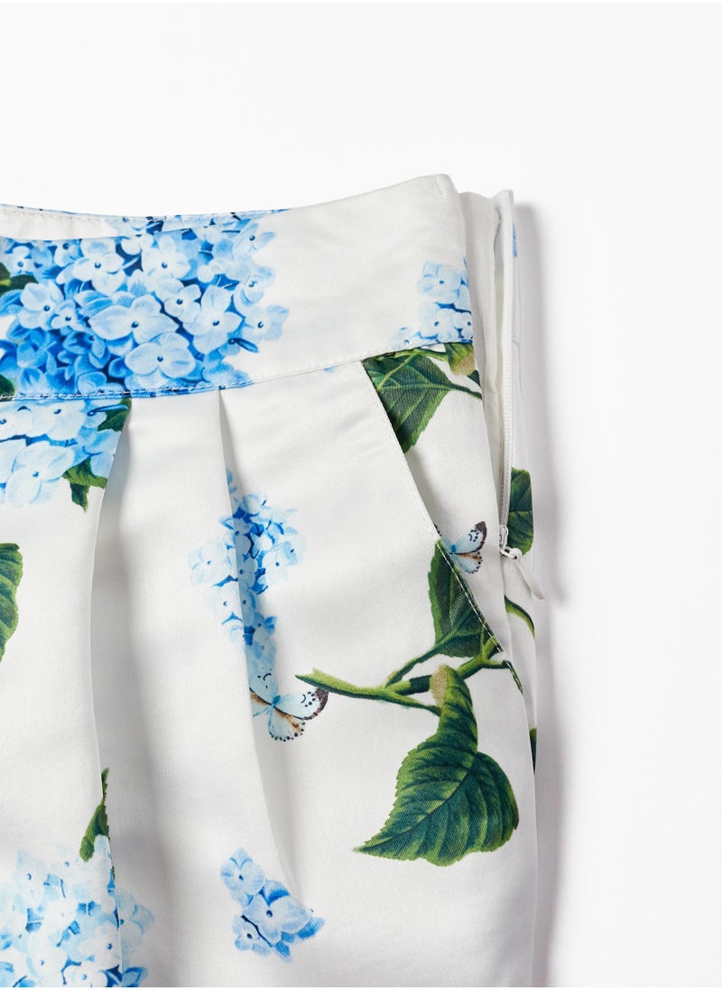 Zippy - Zippy Satin Trousers With Blue Hydrangeas For Girls - Image 1