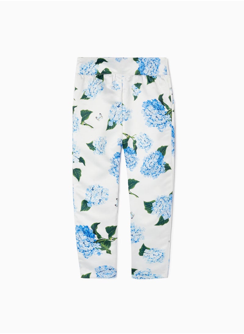 Zippy - Zippy Satin Trousers With Blue Hydrangeas For Girls - Image 1