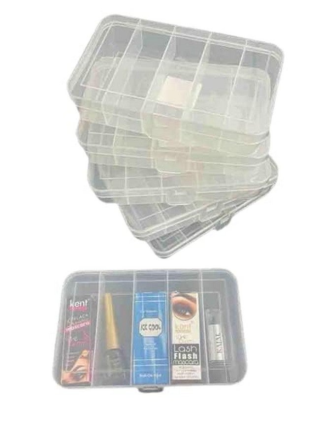 CSM® Jewellery Case Organiser(CLICK-5-2) Multipurpose Plastic Storage Box with dividers 5 Grids, Transparent (Pack of 2 Boxes) - Image 2
