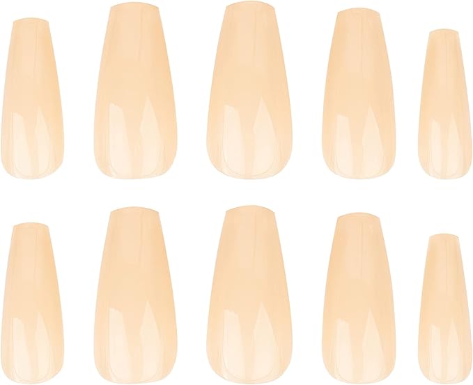 Nail HQ Long Coffin Creamy Nude Nails