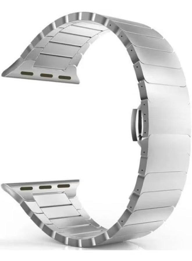 Stainless Steel Link Bracelet Band for Apple Watch Series 6 SE 5 4 3For iwatch 6 5 WatchBand Strap Replacement 44mm/45mm/42mm/49mm Silver