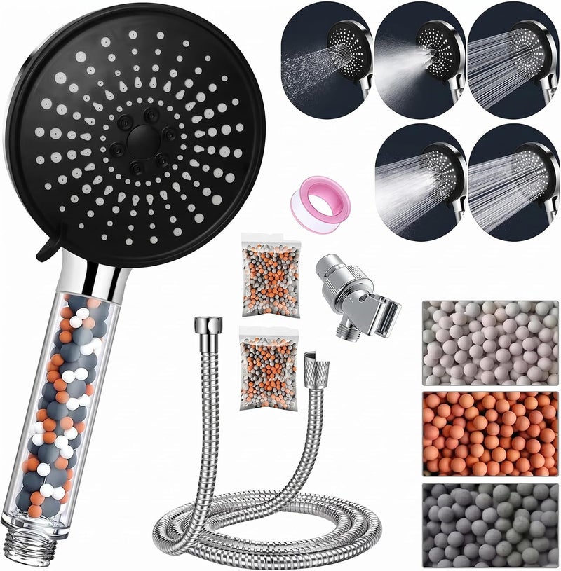 JUNARIS High Pressure Shower Head with Hose Set with 6 Settings Spray Mode, Chrome - Shower Spryer with 200CM Stainless Steel Premium Quality pipe (Shower  Set) - Image 2