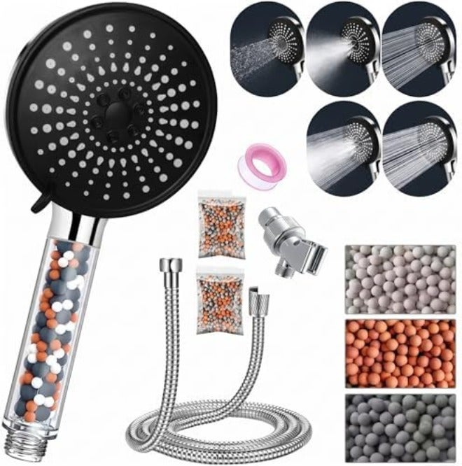 JUNARIS High Pressure Shower Head with Hose Set with 6 Settings Spray Mode, Chrome - Shower Spryer with 200CM Stainless Steel Premium Quality pipe (Shower  Set) - Image 3