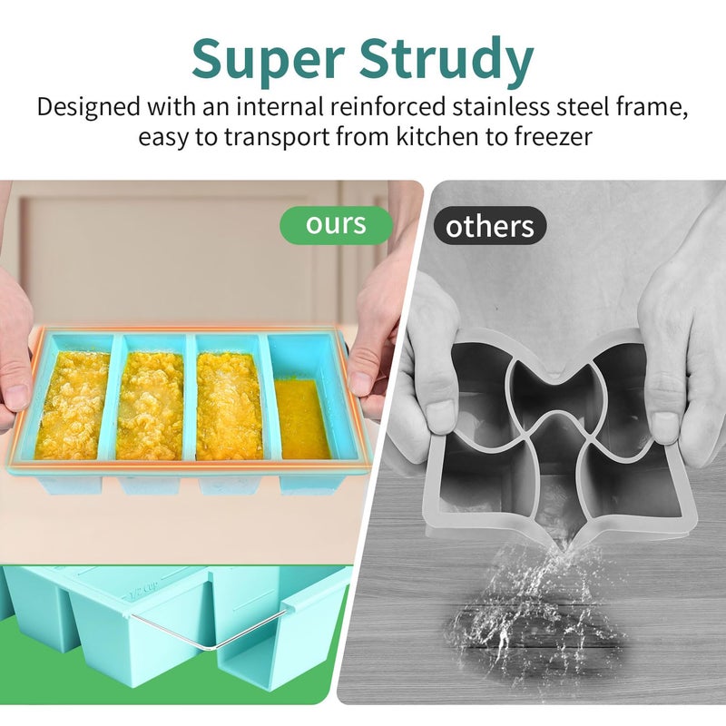 GGOW Silicone Freezer Tray For Sauce Cube: Ggow Silicone Freezing Tray For Broth Soup Storage - Freeze 250Ml 125Ml Souped Portion - Image 3