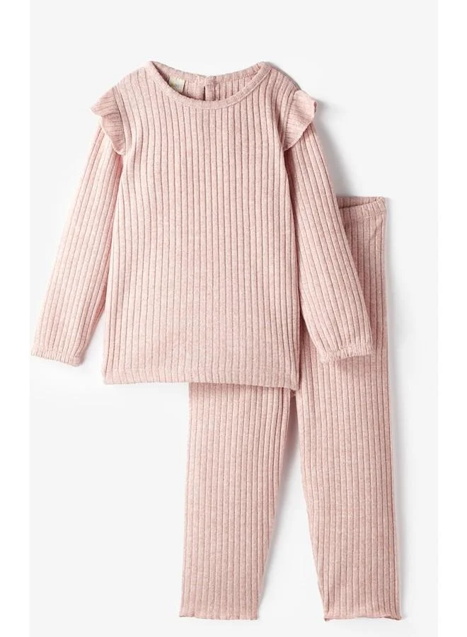 جون June Baby Girl Soft 2-Piece Winter Ruffle Set  Pink