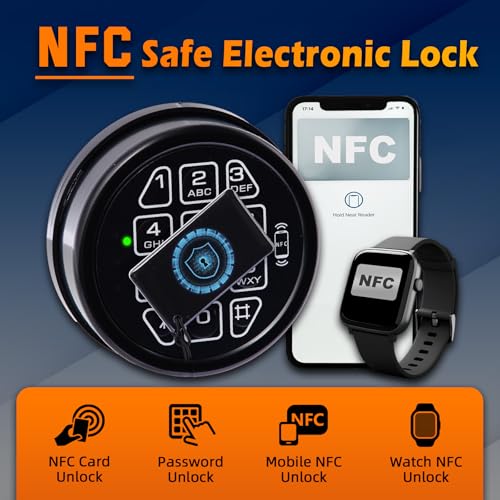 La Macaza NFC Mobile Control Safe Electronic Lock Replacement Keypad with 2 Cards Solenoid Lock 2 Override Keys Fits Android Programmable Safe Keypad for Quick Secure Access Fits High Security Safes - Image 3