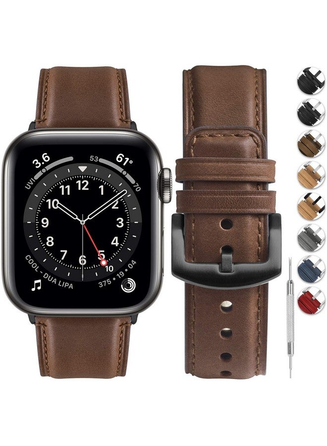 فولموزا سوار جلدي من فولموسا متوافق مع سوار ساعة أبل 42 مم و44 مم و45 مم و49 مم، سوار جلدي من يولا متوافق مع iWatch Ultra 2 Ultra SE2 SE Series 9 8 7 6 5 4 3 2 1، بني غامق - Image 1