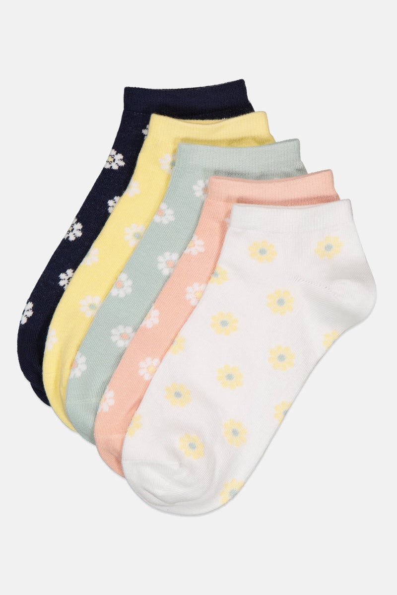 Kathy Ireland Women 5 Pair Floral Ankle Sock, Multicolor - Image 1