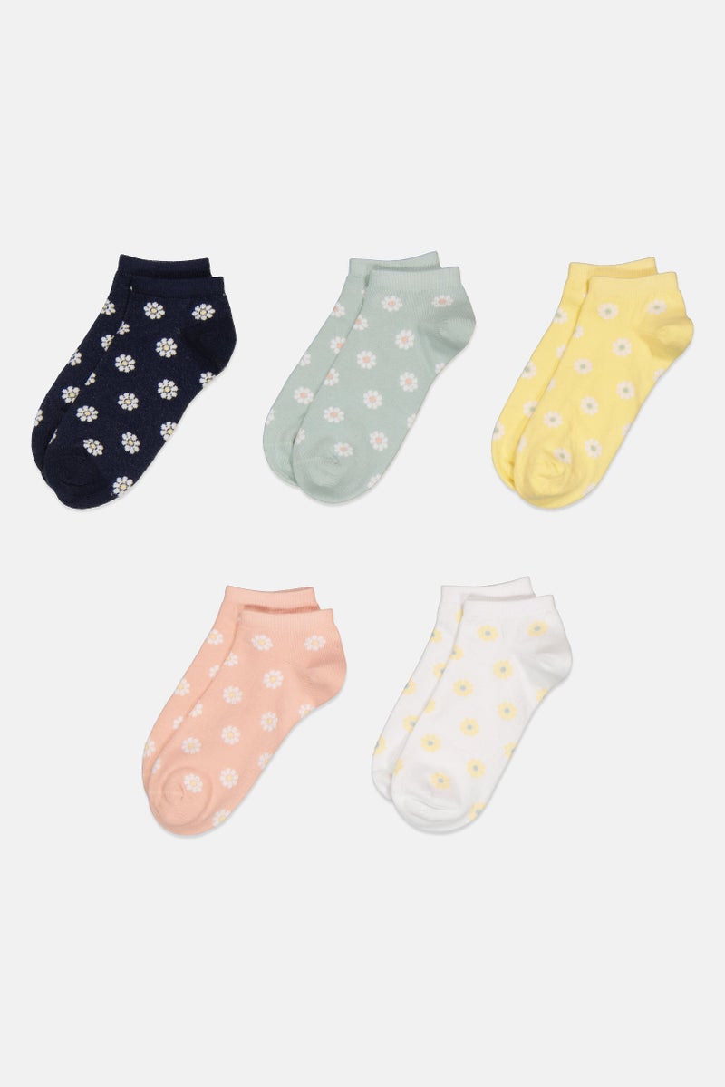 Kathy Ireland Women 5 Pair Floral Ankle Sock, Multicolor - Image 3