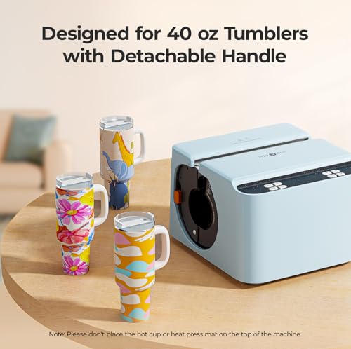 HTVRONT Auto Tumbler Heat Press - A200H Full Cup Transfer Heat Press Machine for 40 OZ Tumbler with Handle, Heat Even Cups Sublimation Machine with Adjustable Pressure & 4 Memory Modes, Blue - Image 2
