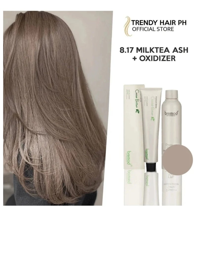 Bremod Performance 8.17 Milk Tea Ash Hair Color + Oxidant Cream 12% - 100ml+100ml - Image 2