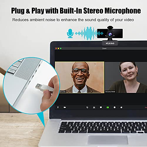 NexiGo N660 1080P Business Webcam, Dual Microphone & Privacy Cover, USB FHD Web Computer Camera, Plug and Play, for Zoom/Skype/Teams/Webex, Laptop MAC PC Desktop - Image 5