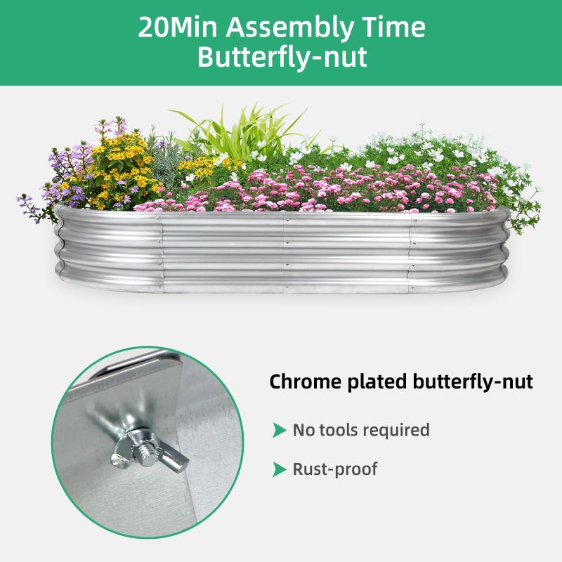 Gartist 2 pcs 4Ã—2Ã—1 ft Raised Garden Bed for Outdoor, Easy Assembly Galvanized Planter Box for Vegetables, Flowers & Herbs - Image 5