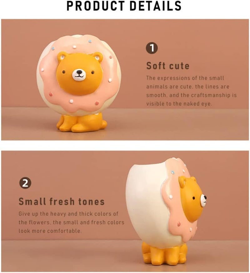 ويوبلز أصص نباتات عصارية خزفية بنمط حيواني لطيف على شكل دب وقطة، مناسبة للزراعة الداخلية، لتزيين المنزل - Image 3