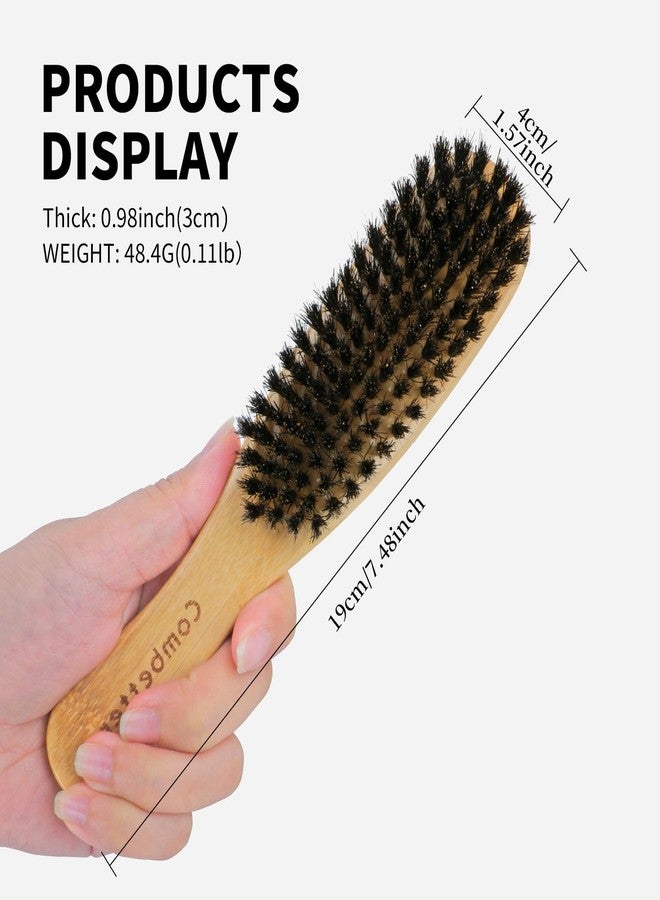 Combetter Boar Bristle Slick Back Hair Brush for Smoothing & Styling - Wide 7-Row Bristles for Sleek Frizz-Free,Ponytails,Buns & Baby Hair - Wooden Handle Brush for Women & Men - Suit for Sectioning & Parting - Image 4