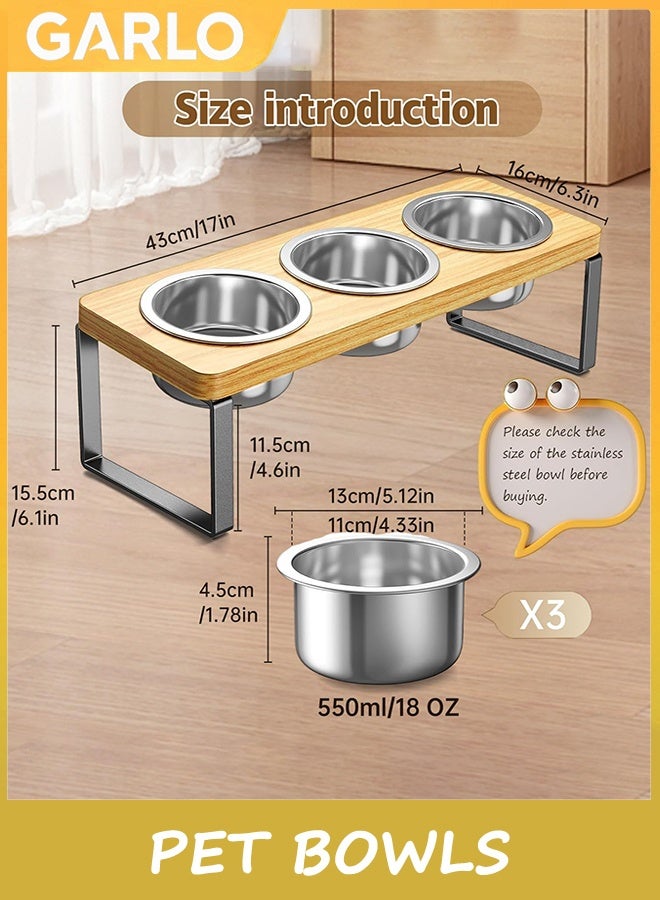 Garlo Elevated Cat Bowls with 3 Stainless Steel Bowls | 15° Tilted Anti-Vomiting Raised Cat Food Bowls for Small Cats and Puppies Pet Bowls with Stand - Image 3