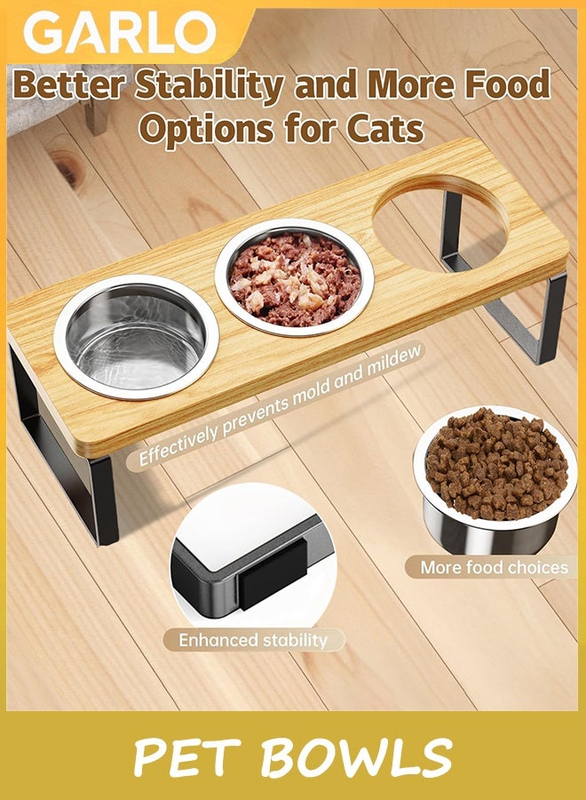 Garlo Elevated Cat Bowls with 3 Stainless Steel Bowls | 15° Tilted Anti-Vomiting Raised Cat Food Bowls for Small Cats and Puppies Pet Bowls with Stand - Image 4