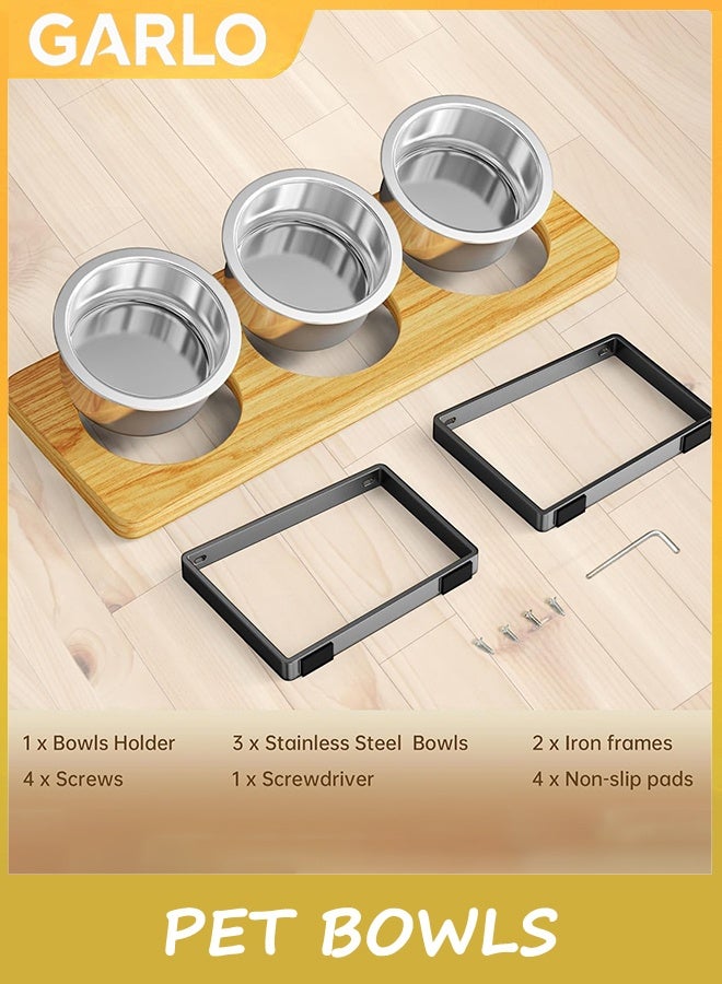 Garlo Elevated Cat Bowls with 3 Stainless Steel Bowls | 15° Tilted Anti-Vomiting Raised Cat Food Bowls for Small Cats and Puppies Pet Bowls with Stand - Image 5