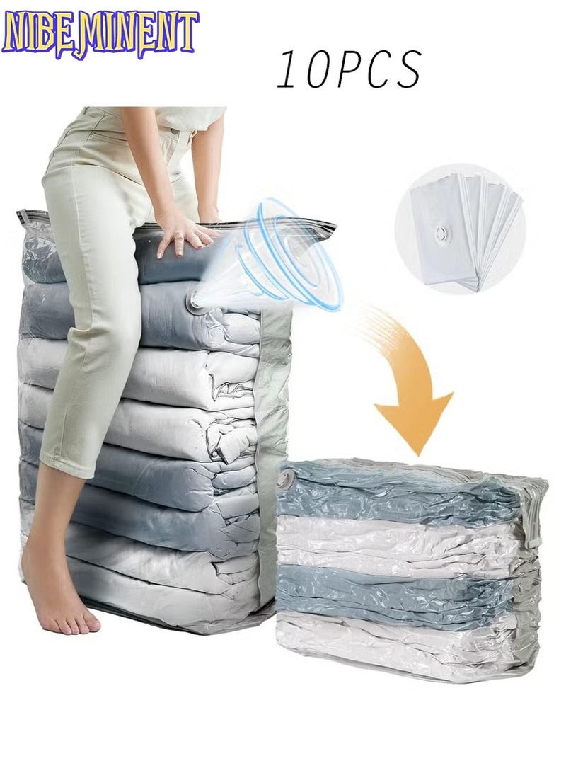 NIBEMINENT 10-Pack Extra Large No-Pump Vacuum Storage Bags， Large Compression Sealer Bags ，Space Saver for Clothes, Blankets & Seasonal Storage with 4 Sizes (XXL to M)  - Image 1