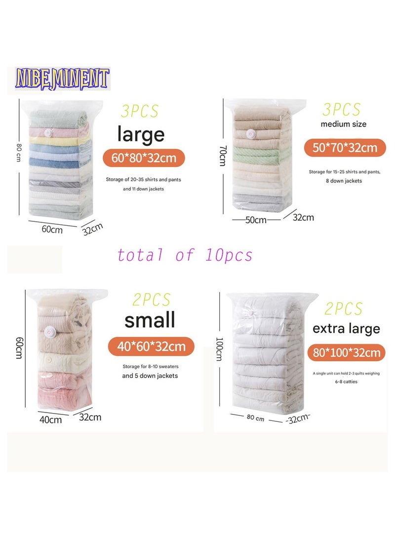 NIBEMINENT 10-Pack Extra Large No-Pump Vacuum Storage Bags， Large Compression Sealer Bags ，Space Saver for Clothes, Blankets & Seasonal Storage with 4 Sizes (XXL to M)  - Image 2