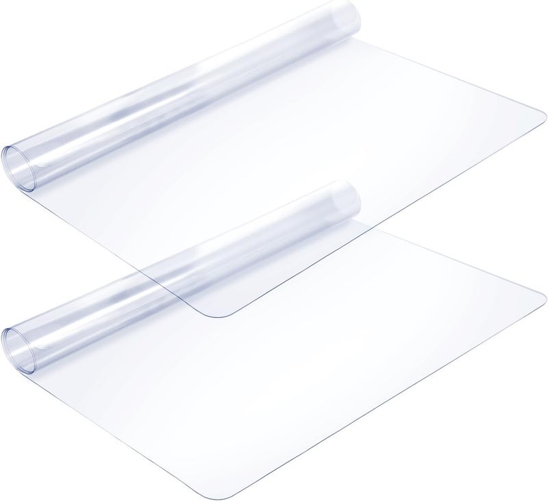 Lemecima 2 Pcs Bedside Table Covers 15.8 x 23.6 in 1.5mm Thick Plastic Nightstand PVC Clear Table Cover Protector Coffee Multipurpose Clear Desk Mat Rectangle End Side Table Pad for Nightstand - Image 1