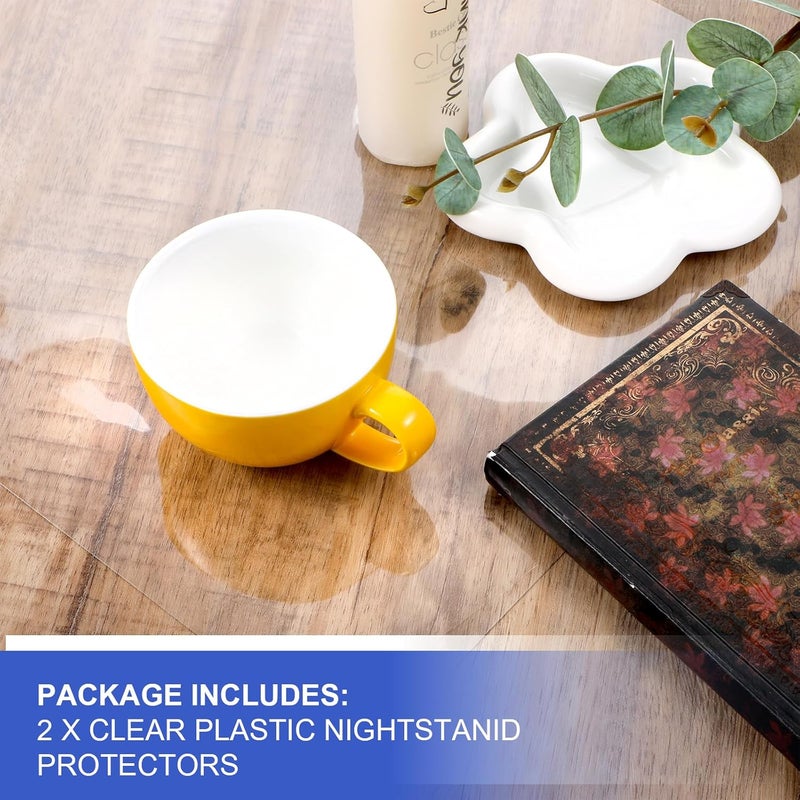 Lemecima 2 Pcs Bedside Table Covers 15.8 x 23.6 in 1.5mm Thick Plastic Nightstand PVC Clear Table Cover Protector Coffee Multipurpose Clear Desk Mat Rectangle End Side Table Pad for Nightstand - Image 3