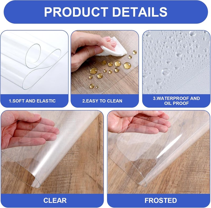 Lemecima 2 Pcs Bedside Table Covers 15.8 x 23.6 in 1.5mm Thick Plastic Nightstand PVC Clear Table Cover Protector Coffee Multipurpose Clear Desk Mat Rectangle End Side Table Pad for Nightstand - Image 4