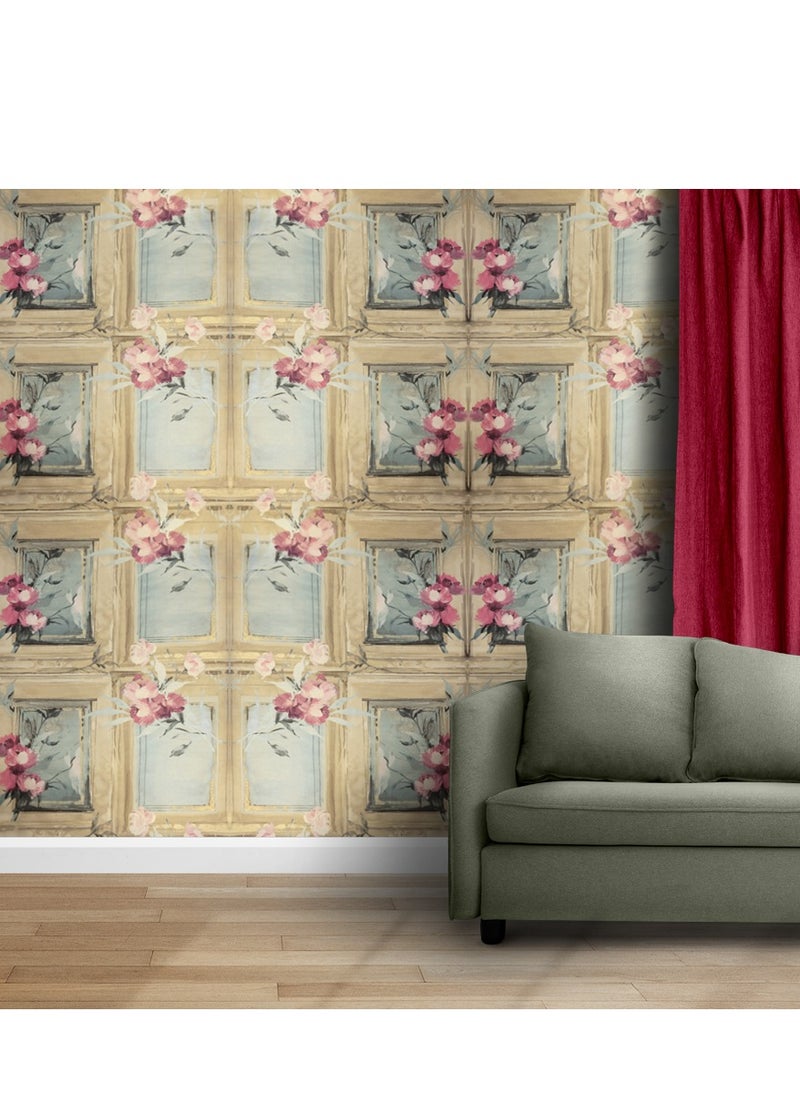 MAF Wallpaper MAF Wallpaper IWB00450 Modern Minimalist Floral Design Wallpaper, Eco-Friendly Wallpaper for living room, bedroom, Hotels, Restaurants, & more - Blue/Beige  - Image 1