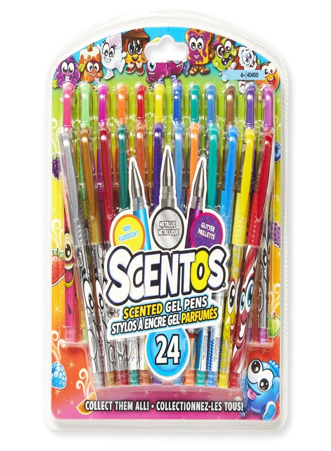 Scentos Scented Gel Pens for Kids - Assorted Colorful Pens - Fine Point Gel Pen Set - For Ages 3 and Up - 24 Count - Image 1