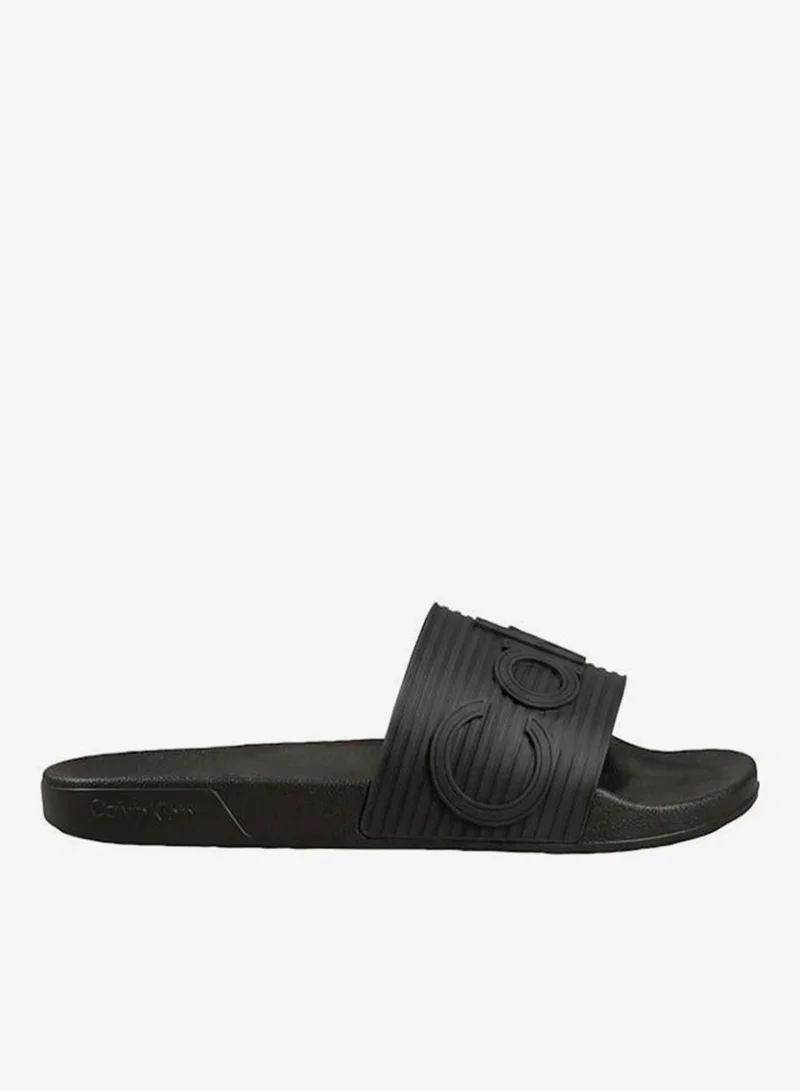 CALVIN KLEIN Triple Black Essential Textured Slide Sandals for Men | Best Price UAE