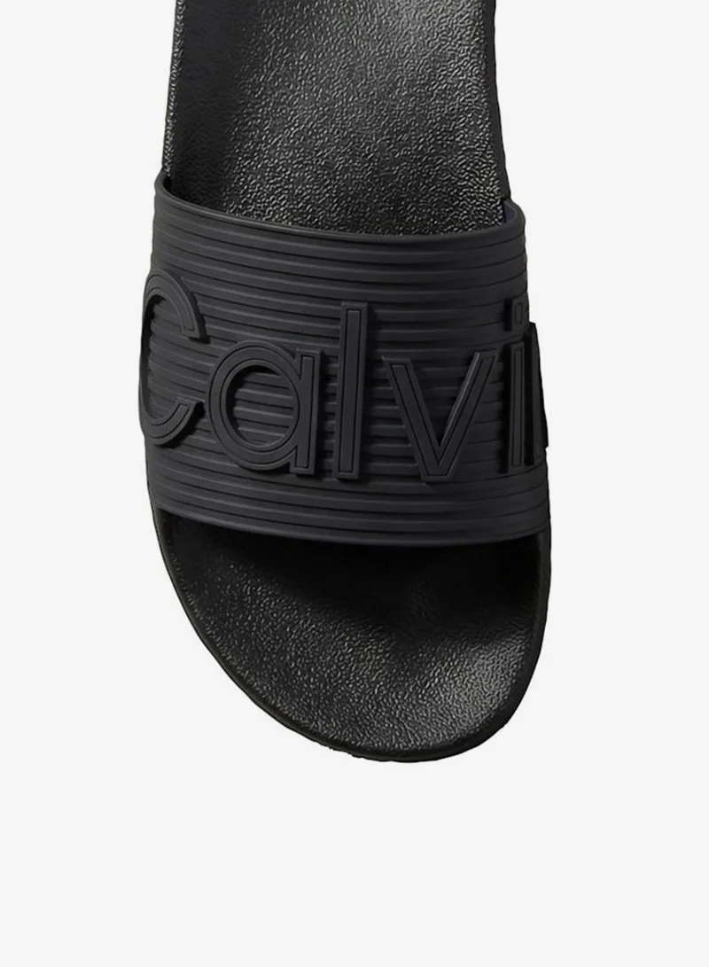 Calvin Klein Triple Black Nemo - Contoured Emblem Logo Sliders for Men | Best Price UAE