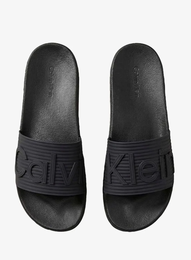 Calvin Klein Triple Black Nemo - Contoured Emblem Logo Sliders for Men | Best Price UAE