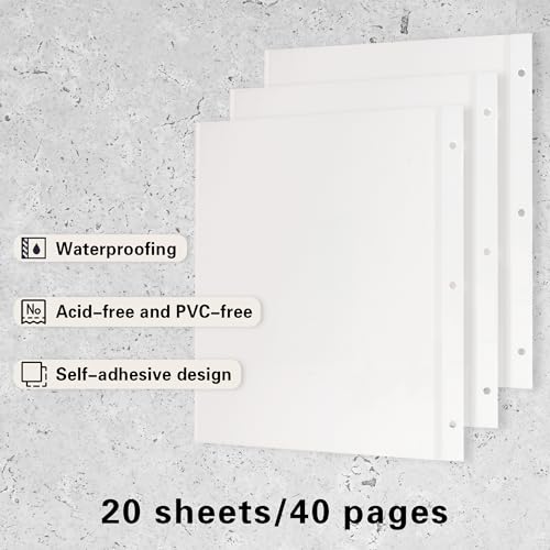 Vienrose Photo Album Page Refill for 3 Ring Binder, Photo Album Self Adhesive Pages, Photo Albums Pages Fit 2x3 4x6 5x7 8x10 Photo or Recipe Cards - Image 3