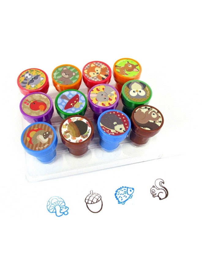 TINYMILLS TINYMILLS 12 Pcs Woodland Animals Critters Stamp Kit for Kids Self Inking Stamps Gift Baby Shower Party Favors - Image 2