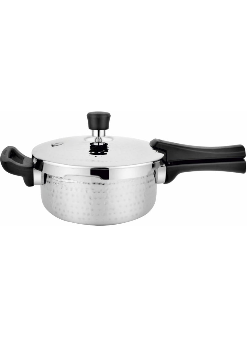 Prabha Stainless Steel Pressure Pan 2 Litres Outer Lid | Hammered Tri-Ply Whizz Cookers Manual | Kitchen Cookware Pots & Pans | ISI Certified Fast & Safe Healthy Cooking | Gas & Induction - Image 1