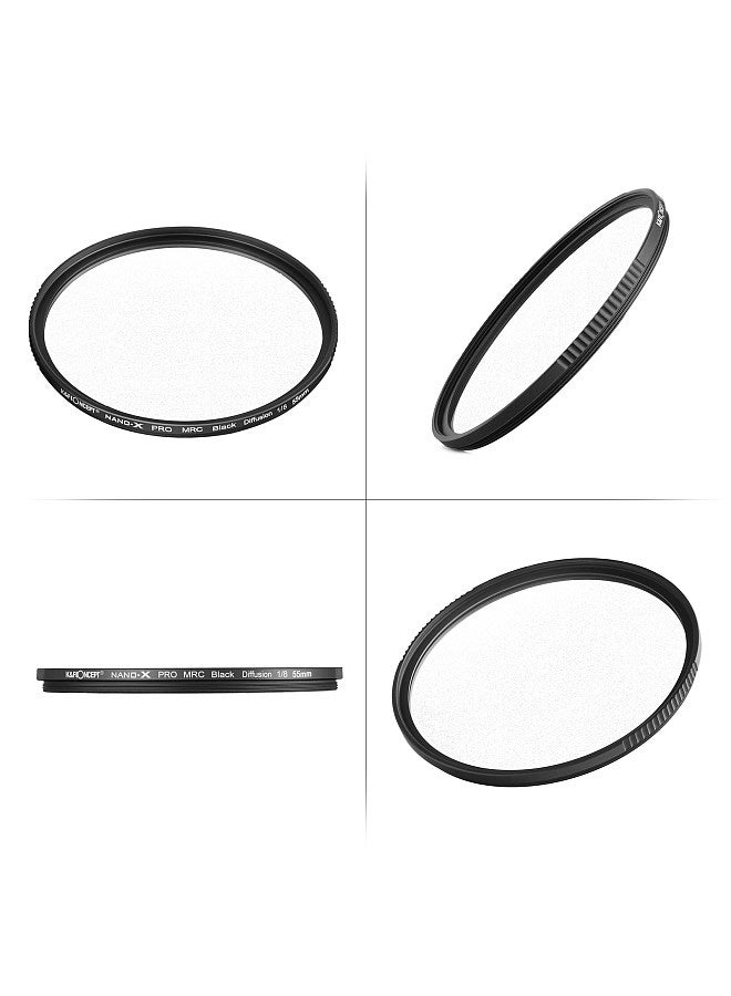 Soft Focus Filter Diffusion Filter Lens Black Mist 1/8 with Waterproof Scratch-resistant for Camera Lens 55mm Diameter