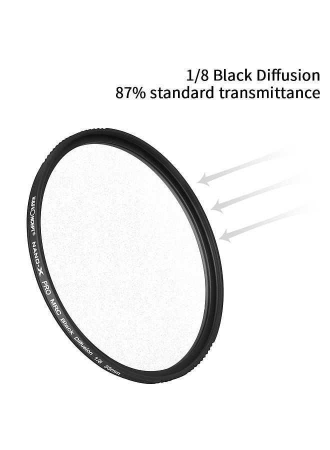 Soft Focus Filter Diffusion Filter Lens Black Mist 1/8 with Waterproof Scratch-resistant for Camera Lens 55mm Diameter
