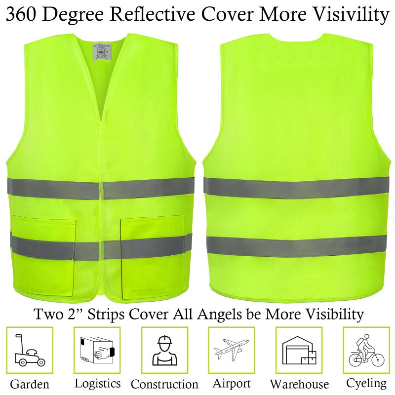 VOCHIC 12 Pack Safety Vests with Pockets- Reflective High Visibility, Hi-Vis Silver Stripes, for Men/Women,Work, Cycling, Running, Surveying, Volunteer, Crossing Guard, Roadwork, Construction - Image 5